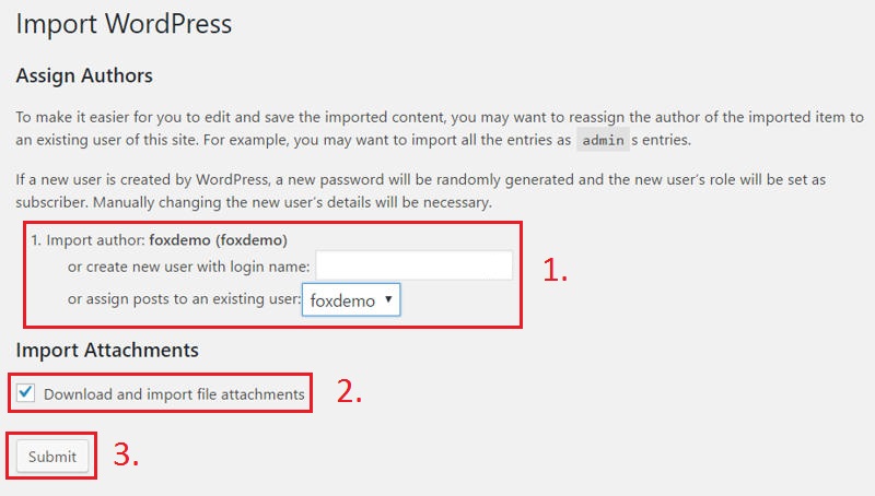 Assigning author before import