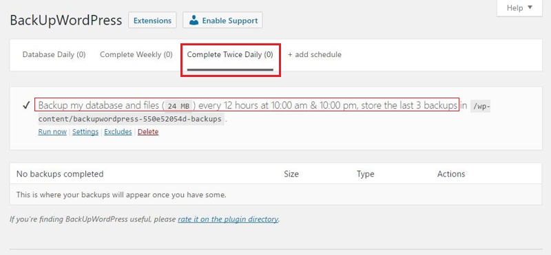 Showing the new schedule