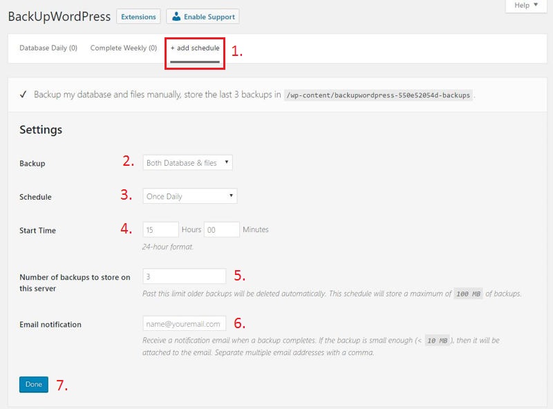 Adding a new schedule