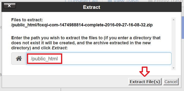 Extracting files to /public_html