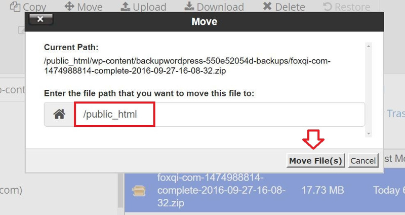 Corrected the file path and clicking move button