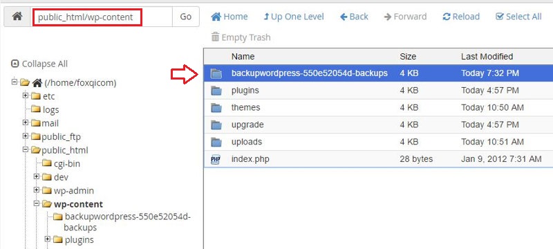 Locating the backups directory