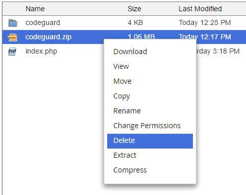 Deleting the plugin .zip file
