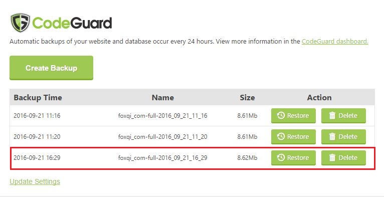 Highlighting third backup