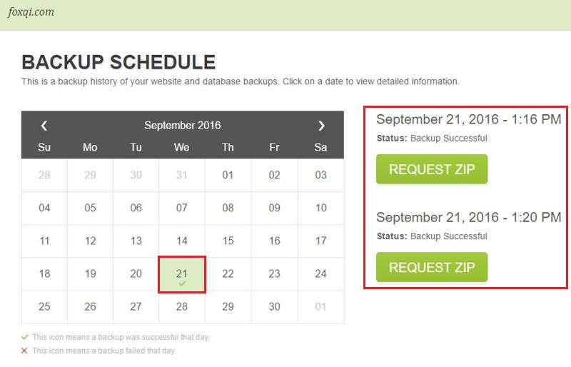 CodeGuard backup schedule page
