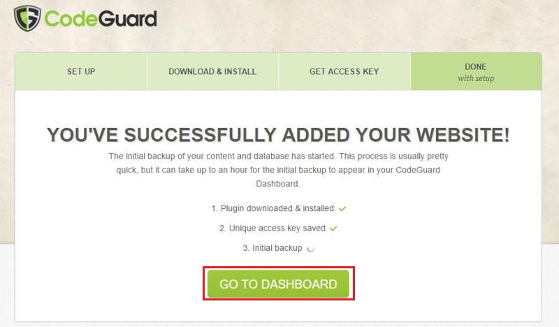 Successfully added website