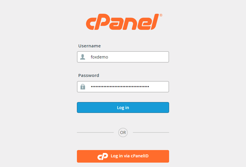 cPanel login page