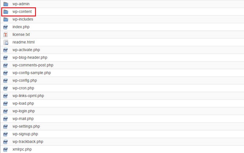 List of default directories and files in default WordPress installation
