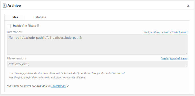 Duplicator archive accordion