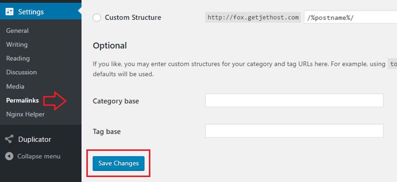 Resaving the permalinks