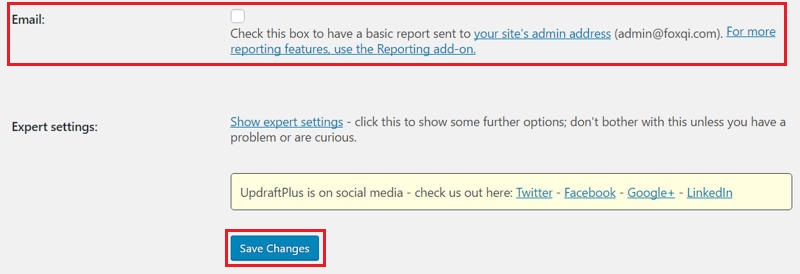 Option to enable email reports