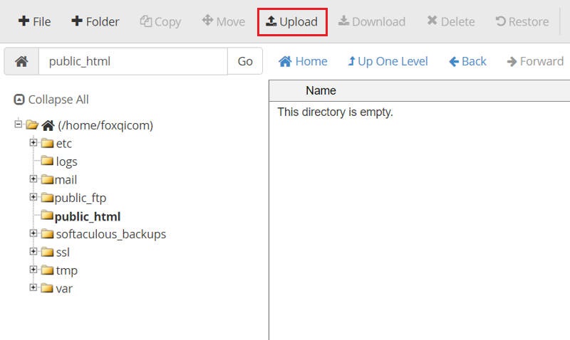 Empty public_html directory