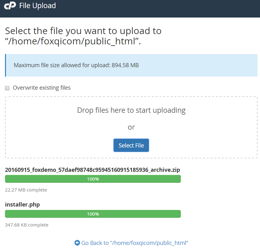 Uploading Duplicator package files