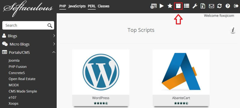Accessing the website installations page