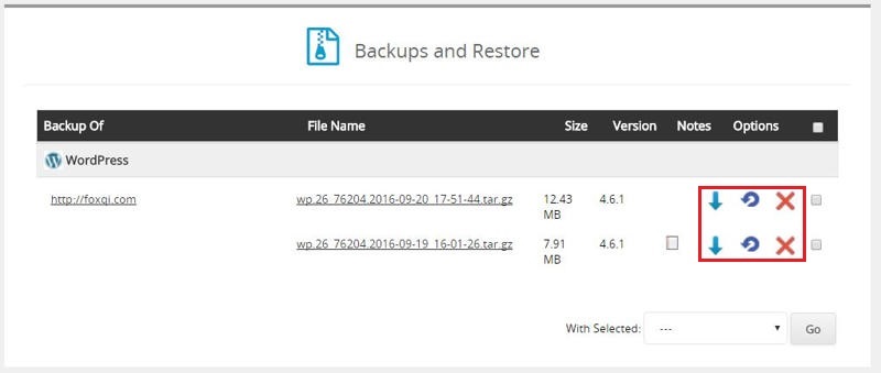 Restoring backup