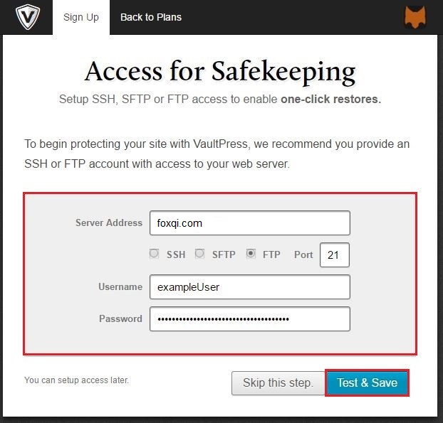 Providing VaultPress server access